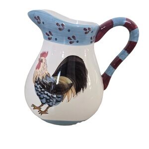Hand Painted Rooster Pitcher – Farmhouse / Country Kitchen Décor